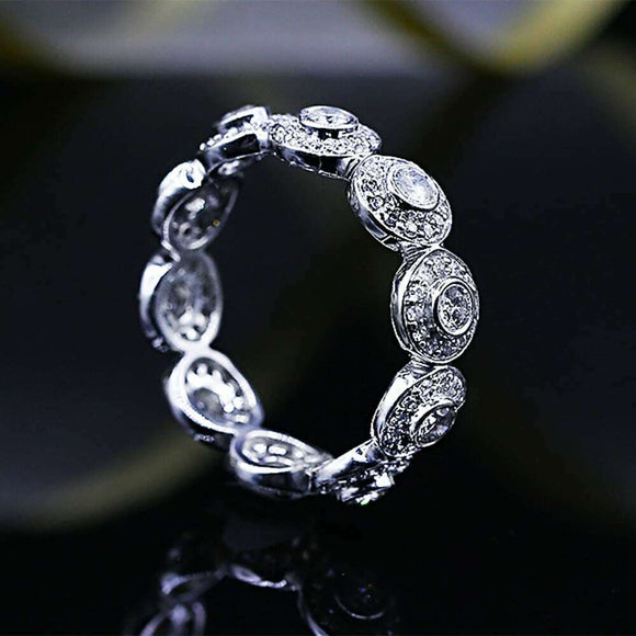 2ct Round Cut Diamond Wedding Ring Band 14k White Gold Finish Halo Full Eternity