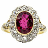 5ct Oval Cut Pink Ruby Engagement Ring Halo Vintage Inspired 14k DualGold Finish