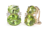 0.4ct Oval Green Peridot Dual Stone Stylish Drop Earrings 14k Yellow Gold Finish