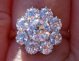 Floral Cluster Halo Engagement Ring 2.9ct Round Cut Diamond 14k Two Tone Finish