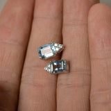 2ct Emerald Cut Blue Aquamarine Diamond Elegant Stud Earrings 14k WhiteGold Over