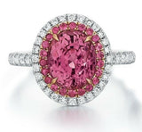 5ct Oval Cut Pink Sapphire Cocktail Halo Engagement Ring 14k White Gold Finish