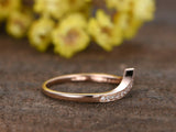 1ct Round Cut Diamond V Shaped Petite Curved Wedding Band 14k Rose Gold Finish