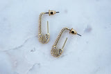 2ct Round Cut VVS1 Diamond Safety Pin Design Drop Earring 14k Yellow Gold Finish