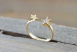 0.5ct Round Cut VVS1D Diamond Open Star Engagement Ring 14k Yellow Gold Finish