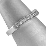 2Ct Round Cut DVVS1 Diamond Milgrain Vintage Wedding Band 14K White Gold Finish