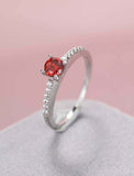 1ct Round Cut Garnet Engagement Ring Solitaire with Accent 14k White Gold Finish