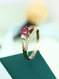 1.2ct Heart Pink Ruby Diamond Engagement Ring 14k Yellow Gold Finish Split Shank