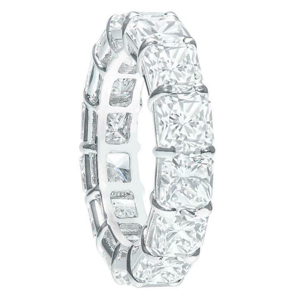 6Ct Cushion Cut VVS1/D Diamond Full Eternity Wedding Band 18K White Gold Finish