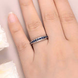 1.5ct Round Cut Blue Sapphire Wedding Band 3/4th Eternity 14k White Gold Finish