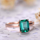 1.8ct Green Emerald Cut Engagement Ring Solitaire Promise 14k Rose Gold Finish