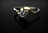 0.5ct Round Cut Diamond Engagement Ring 14k Yellow Gold Finish Leaf Solitaire