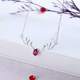 0.5Ct Pear Cut Pink Ruby Deer Antler Pendant 14K White Gold Finish WITH CHAIN