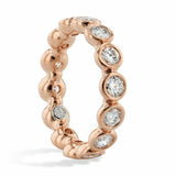 2ct Round Cut Diamond Wedding Ring Band Eternity Bezel Set 14k Rose Gold Finish