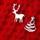 Lovely Small Deer Christmas Tree Stud Earrings Women Girls 14k White Gold Finish