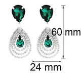 2ct Pear Cut Green Emerald Diamond Stylish Halo Drop Earrings 14k WhiteGold Over