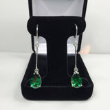 2ct Pear Green Emerald Vertical Bar Solitaire Drop Earrings 14k White Gold Over