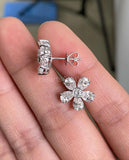 2ct Pear Cut Simulated Diamond Floral Cluster Stud Earrings 14k WhiteGold Plated