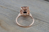 1ct Cushion Cut Peach Morganite Filigree Engagement Ring 18k Rose Gold Finish