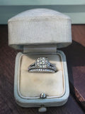 3.3ct Princess Cut VVS1 Diamond Bridal Set Engagement Ring 14k White Gold Finish