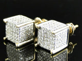 2.5ct Round Diamond Iced Cube Cluster Hip Hop Stud Earrings 14k Yellow Gold Over