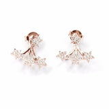 1ct Round Cut VVS1 Diamond 3 Star Design Jacket Earrings 14k Rose Gold Finish