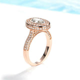 2.5ct Oval Diamond Engagement Ring Round Accent Halo Solitaire 14k RoseGold Over