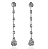 2.5Ct Round Cut Diamond Cluster Vertical Bar Drop Earrings 14K White Gold Finish