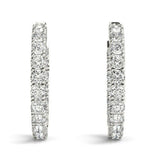 2ct Round Brilliant Cut Diamond Inside Out Hoop Earring 14k White Gold Finish