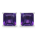 1.5ct Asscher Cut Purple Amethyst Solitaire Stud Earrings 14k White Gold Finish