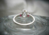 3ct Pear Diamond Trilogy Engagement Ring 14k White Gold Over Ruby Round Accents