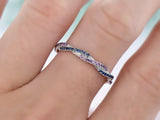 1ct Round Cut Blue Sapphire Wedding Band Twisted Infinity 14k White Gold Finish