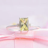 2ct Radiant Yellow Sapphire Engagement Ring Diamond Trilogy 14k White Gold Over