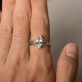 Vintage Filigree Engagement Ring 0.5ct Marquise Cut Diamond 14k WhiteGold Finish