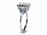 3ct Radiant Cut Diamond Trillion Accent Engagement Ring 14k White Gold Finish