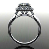 Halo Split Band Engagement Ring 2.4ct Round Cut Diamond 14k White Gold Finish