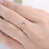 2ct Heart Cut Morganite Engagement Ring Halo Diamond Accents 14k YellowGold Over