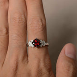 2ct Cushion Cut Red Garnet Proposal Wedding Engagement Ring 18k WhiteGold Finish