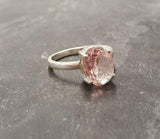 2ct Engagement Ring Oval Cut Peach Morganite Solitaire 14k White Gold Finish