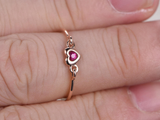 0.1ct Round Cut Pink Ruby Engagement Ring Minimalist Solitaire 14k RoseGold Over