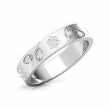 1ct Wedding Ring Band Round Cut Diamond Floral Leaf Design 14k White Gold Finish