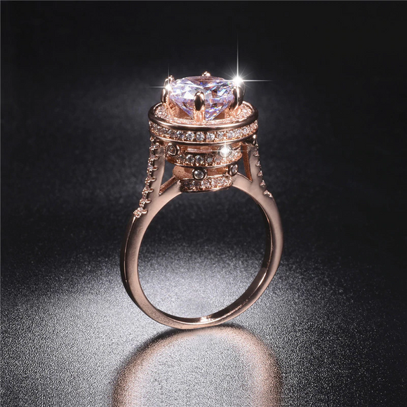 1.6ct Round Cut VVS1D Diamond Engagement Ring 14k Rose Gold Finish Unique Design