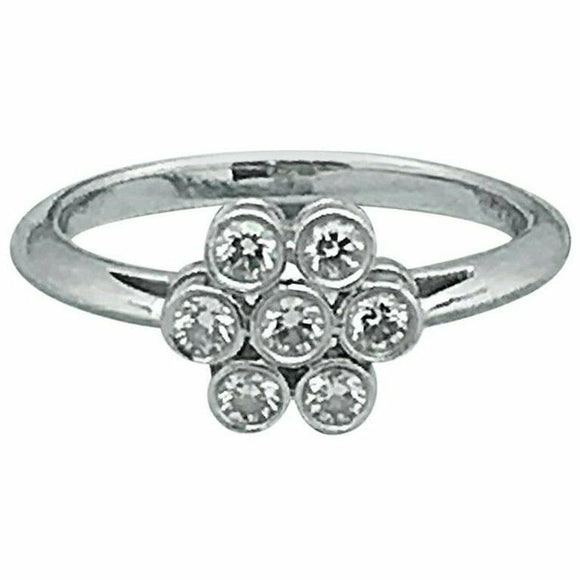 0.3ct Round Brilliant Cut Diamond Engagement Ring Flower 14k White Gold Finish