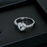 2Ct Heart Cut DVVS1 Diamond Halo Solitaire Engagement Ring 14K White Gold Finish