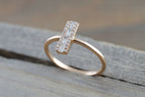 Minimalist Engagement Ring 1ct Baguette Cut VVS1D Diamond 14k Rose Gold Finish