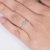 1.2ct Oval Cut Blue Aquamarine Accents with Solitaire Ring 14k White Gold Finish