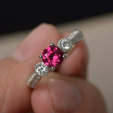 1ct Round Cut Pink Ruby Milgrain Vintage Engagement Ring 14k White Gold Finish