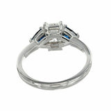 2ct Radiant Diamond Engagement Ring Sapphire Accent Trilogy 14k White Gold Over