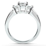 3Ct Princess Cut Diamond Trilogy Engagement Ring with Accent 14K White Gold Over