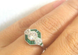 5Ct Round Cut Diamond Emerald Halo Art Deco Engagement Ring 14K White Gold Over